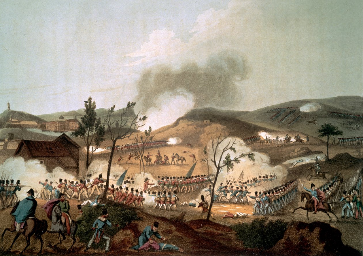 Korunnan taistelu, 17. tammikuuta 1809 (värillinen akvatinta) tekijältä after William Heath