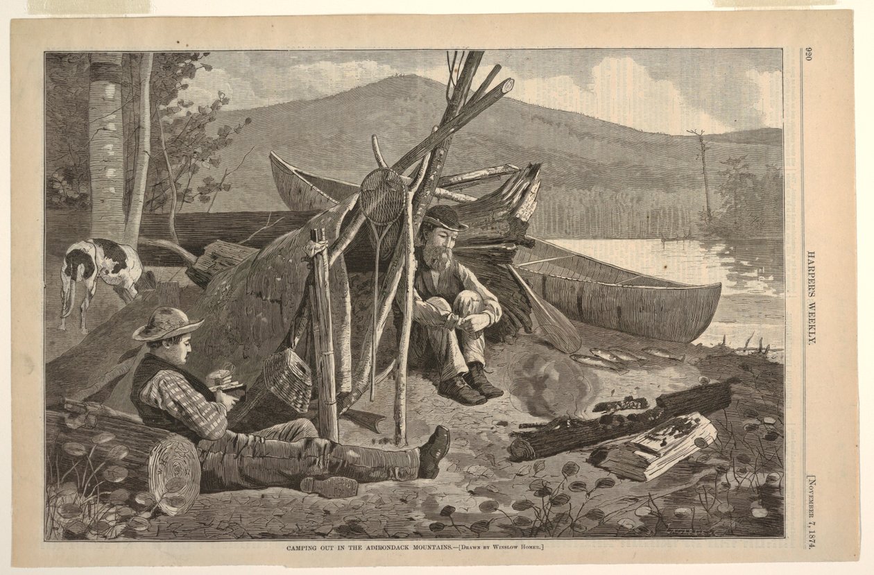 Leirintäalue Adirondackin vuoristossa tekijältä after Winslow Homer