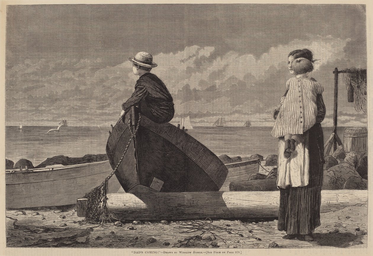 "Isä tulee!" tekijältä after Winslow Homer