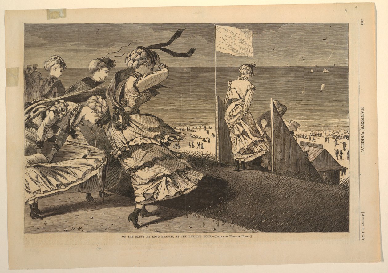 "Bluffilla Long Branchilla, uimatunnilla" tekijältä after Winslow Homer