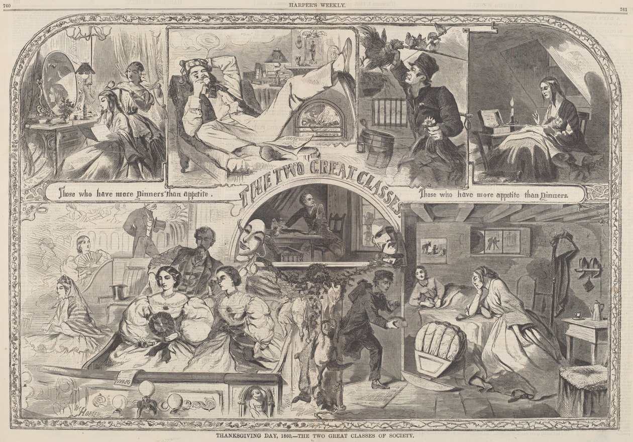 Kiitospäivä, 1860 - Kaksi suurta yhteiskuntaluokkaa tekijältä after Winslow Homer