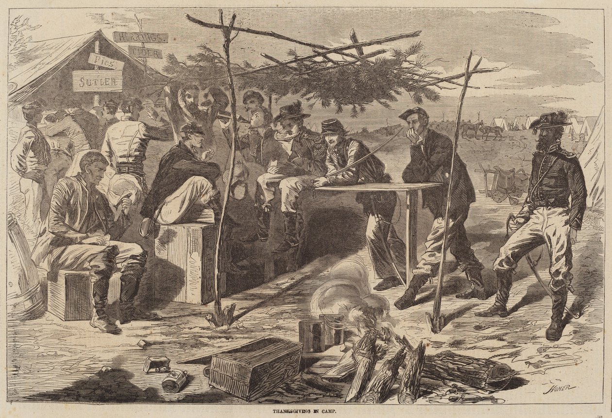 Kiitospäivä leirillä tekijältä after Winslow Homer