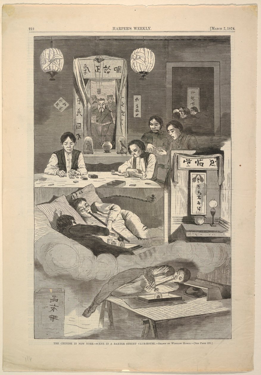 Kiinalaiset New Yorkissa – kohtaus Baxter Streetin klubitalossa tekijältä after Winslow Homer