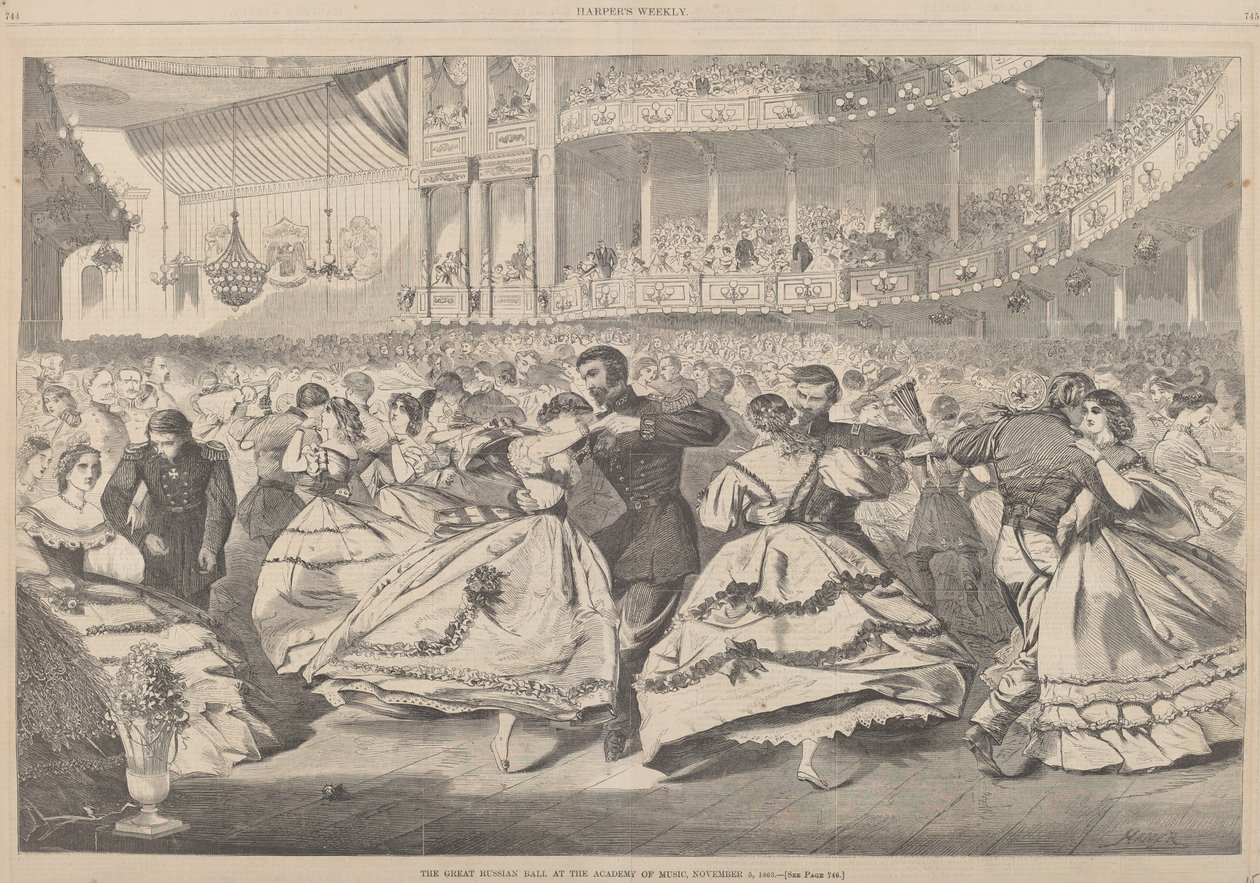 Suuri venäläinen juhla Musiikkiakatemiassa, 5.11.1863 tekijältä after Winslow Homer