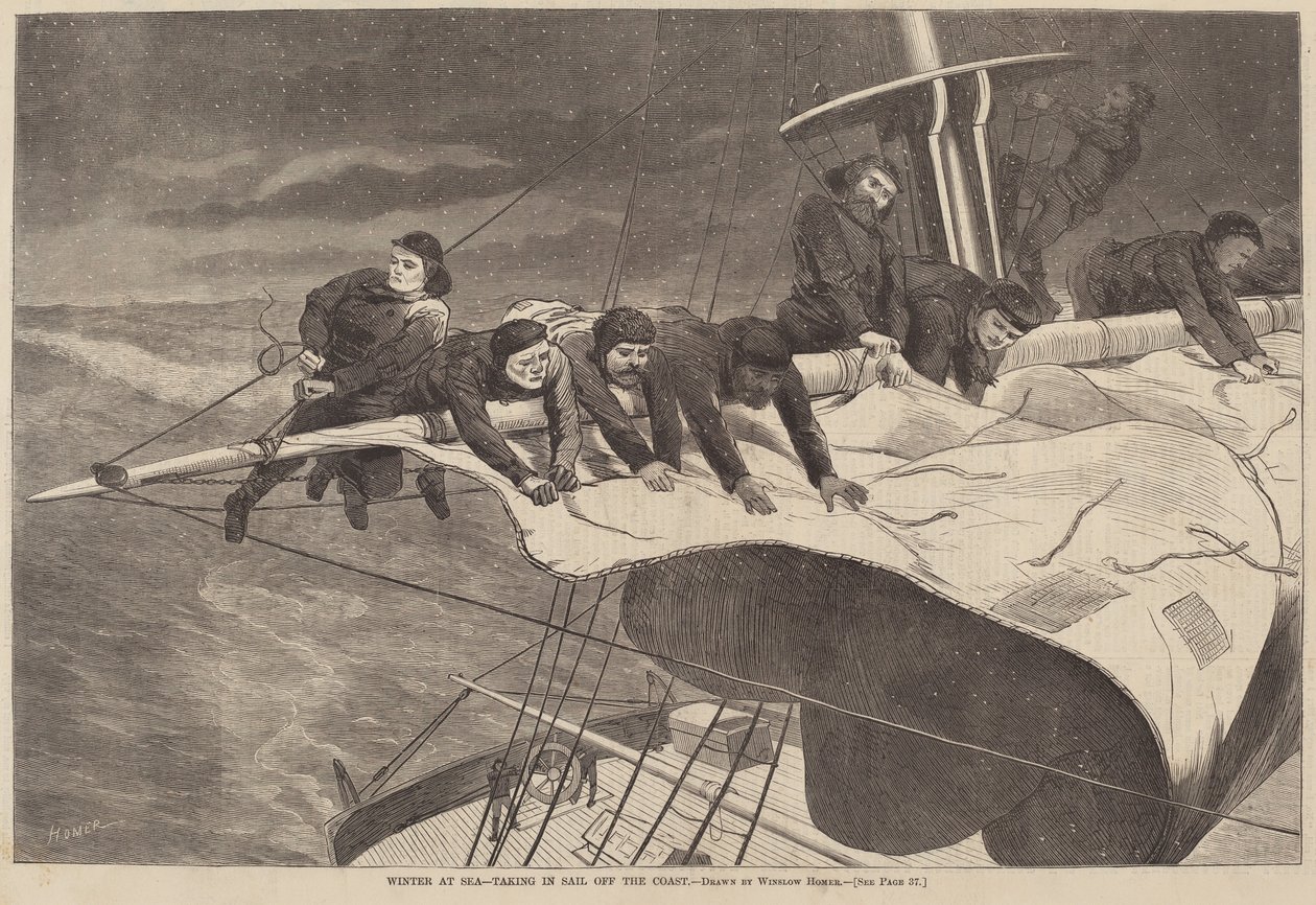 Talvi merellä - Purjehtiminen rannikolla tekijältä after Winslow Homer
