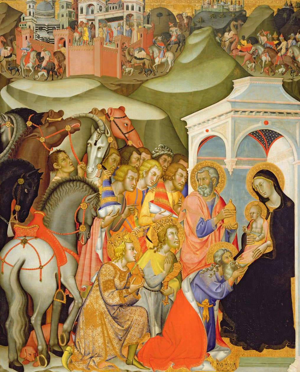 The Adoration of the Magi, noin 1380 tekijältä also Manfredi de Battilori Bartolo di Fredi