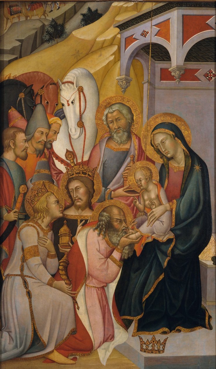 The Adoration of the Magi, n. 1390 (tempera ja kulta puulla) tekijältä also Manfredi de Battilori Bartolo di Fredi