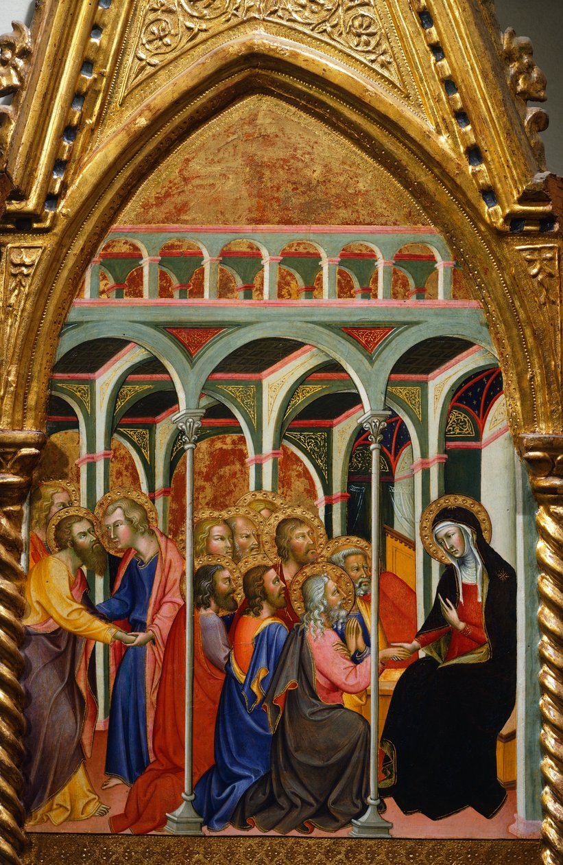 Alttaritaulu kohtauksilla Neitsyt: Marian jäähyväiset apostoleille, Bartolo di Fredi (1330-1410) tekijältä also Manfredi de Battilori Bartolo di Fredi