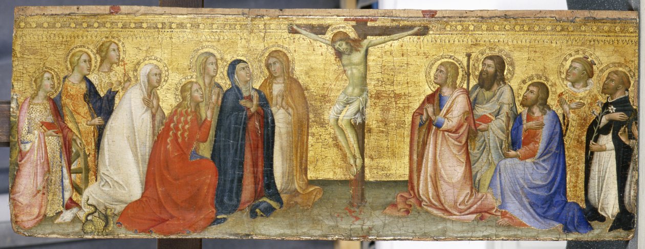 Kristus ristillä Maria Magdaleenan ja muiden pyhien kanssa, n. 1360 (tempera poppelipuulla) tekijältä also Manfredi de Battilori Bartolo di Fredi