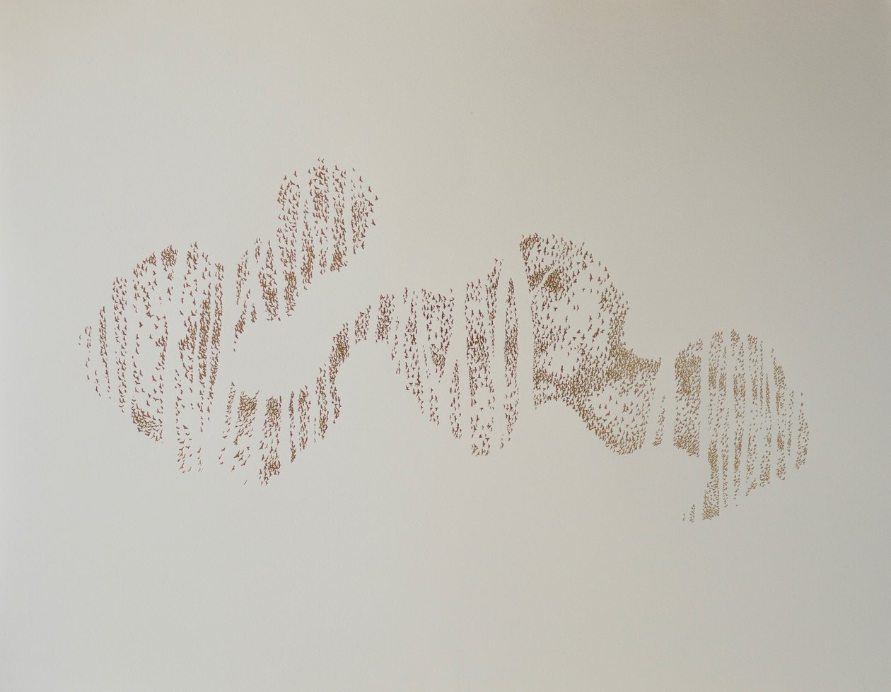Murmuration of trees, 2017, kuumaleimauslehtirulla paperille. tekijältä angus hampel