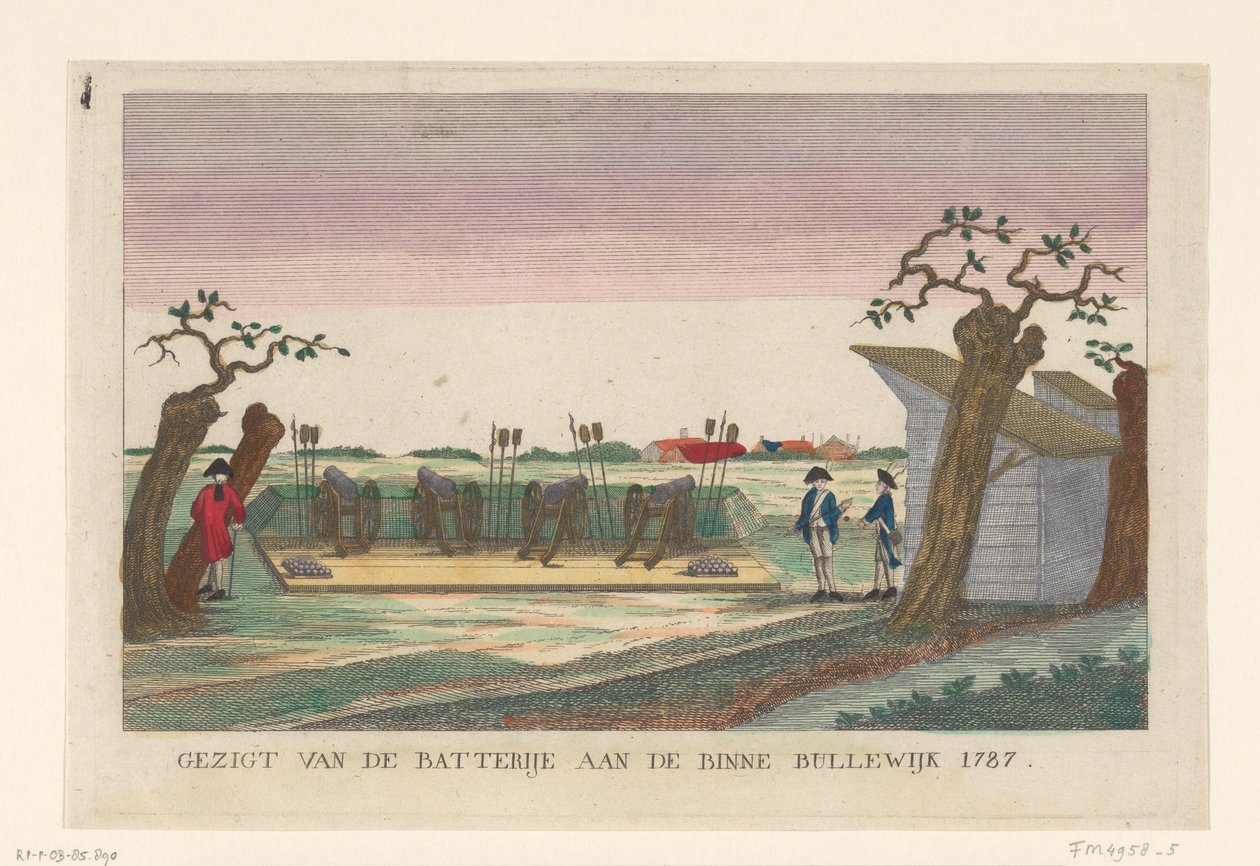 Akku Binnen Bullewijkissa, 1787 Näkymä akusta Binne Bullewijk 1787:ssä (otsikko esineessä) Akut Amsterdamin ympäristössä vuonna 1787 (saksankieliset kopiot) (sarjan nimi) tekijältä anonymous (attributed to)