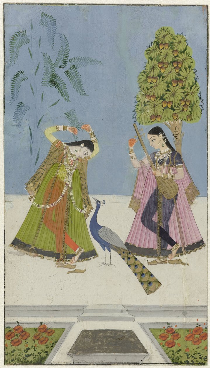 Kaksi naista ja riikinkukko, Gujara Ragini tekijältä anonymous (attributed to)
