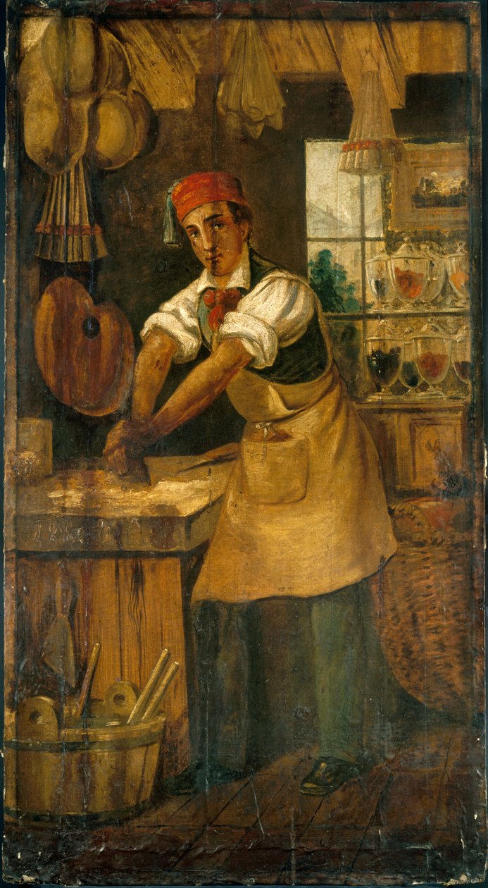 Ranska: Au bon broyeur. Värikauppiaan merkki. Rue Saint-Martin, sittemmin rue Saint-Denis (entinen Maison Picou), 1. arrondissement, Pariisi. tekijältä anonymous 