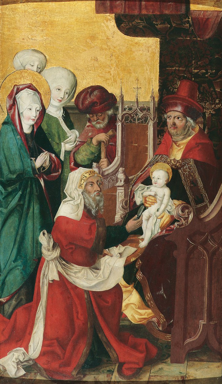 Saksa: Beschneidung Christi (Innenseite); Maria einer Heimsuchung (Außenseite) Kristuksen ympärileikkaus. tekijältä anonymous 