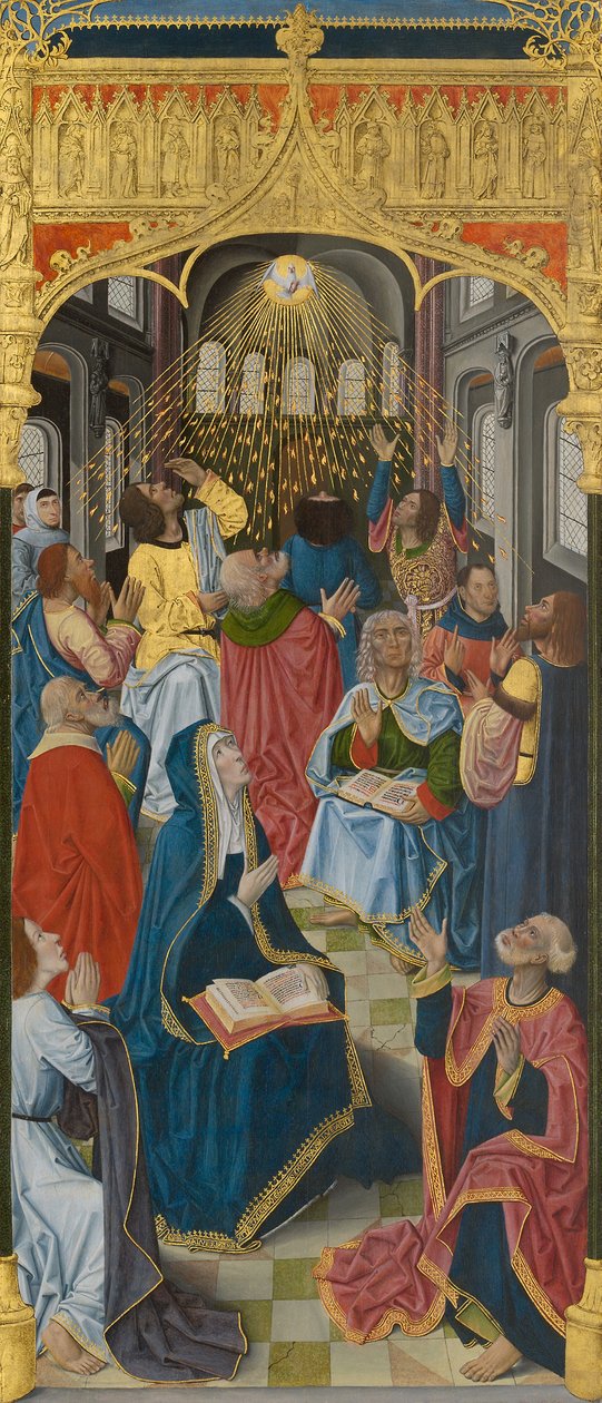 Paneelit Saint-Honorén kartaston alttarista, Thuison-les-Abbeville: Pentecost tekijältä anonymous 