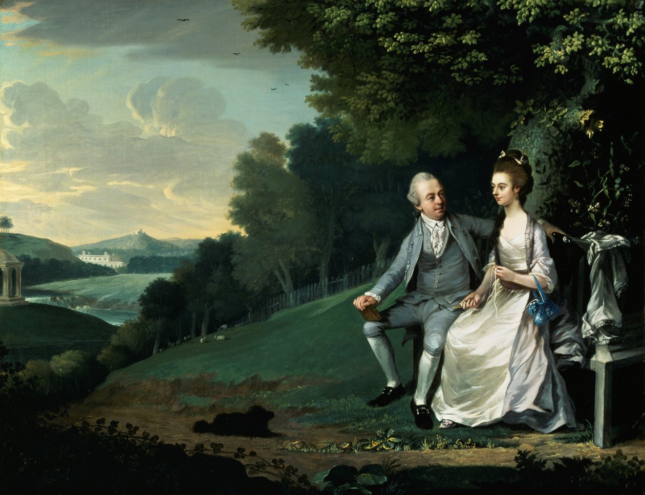 Muotokuva pariskunnasta, jonka sanotaan olevan Sir Francis ja Lady Dashwood Wycombe Parkissa. tekijältä anonymous 