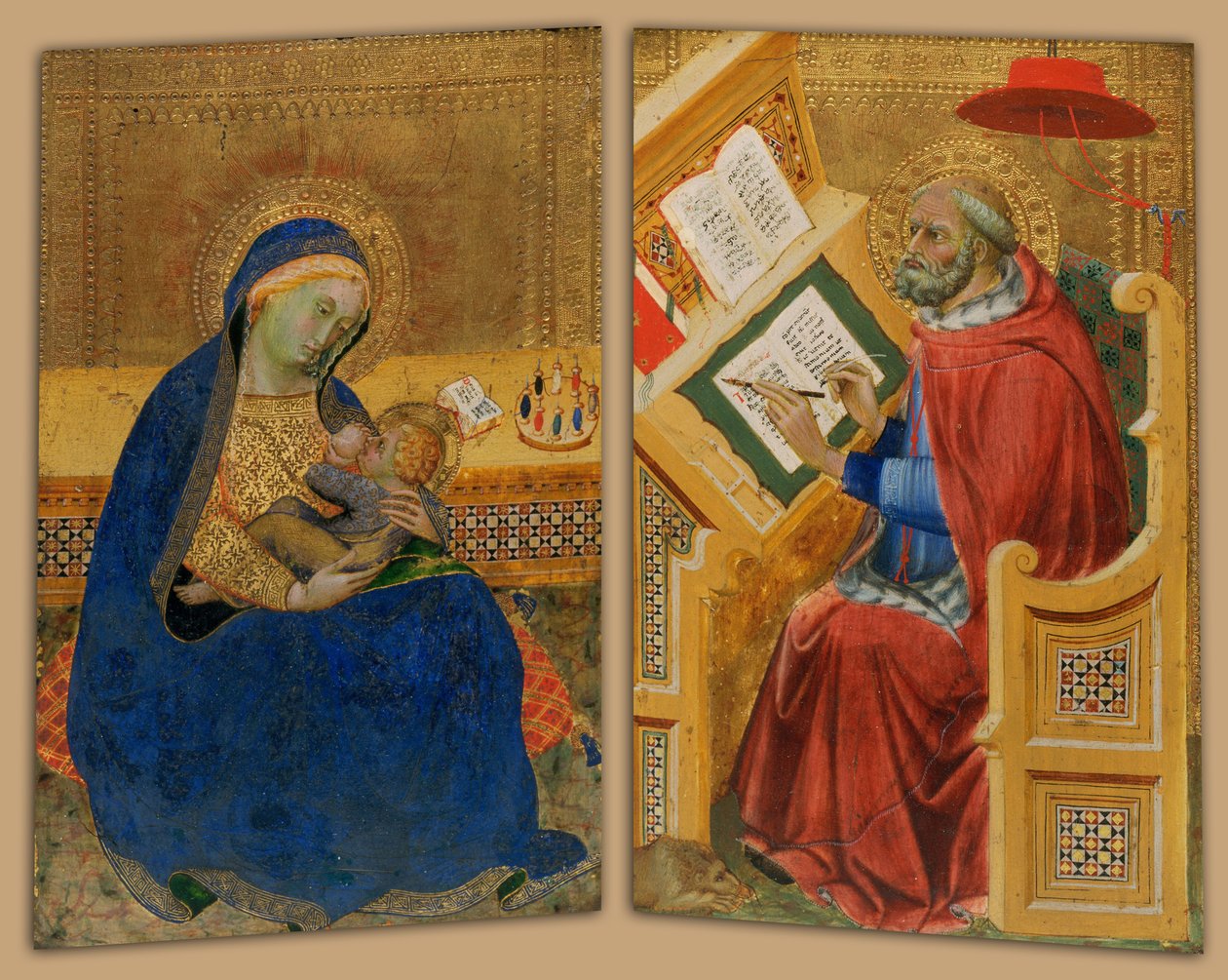 Madonna of nöyryys ja st. Jerome tekijältä attributed to Benedetto di Bindo