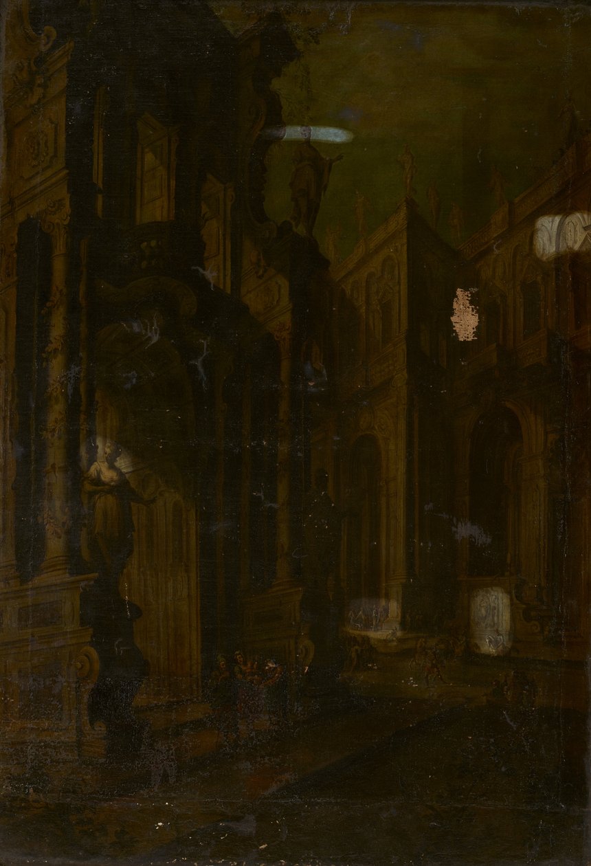 Arkkitehtoninen fantasia, asetelma tekijältä attributed to Vincenzo dal Re
