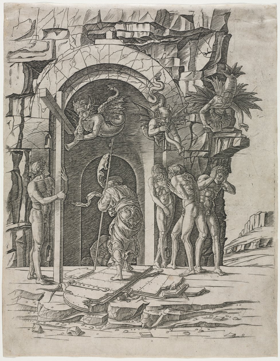 Laskeutuminen Limboon tekijältä attributed to Andrea Mantegna