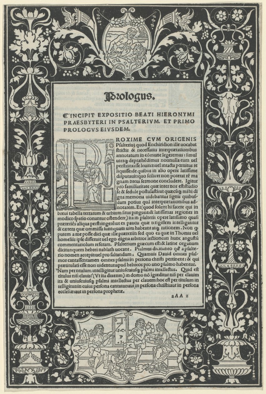 Valkoinen viivareunus kahdella kortsilla: "Satyyri uhraa oinasta" ja "Herculesin valinta" tekijältä attributed to Benedetto Bordon