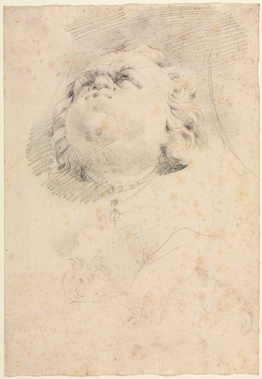 Luonnos päistä Giambolognan Neptunus-suihkulähteen jälkeen tekijältä attributed to Christophe Veyrier