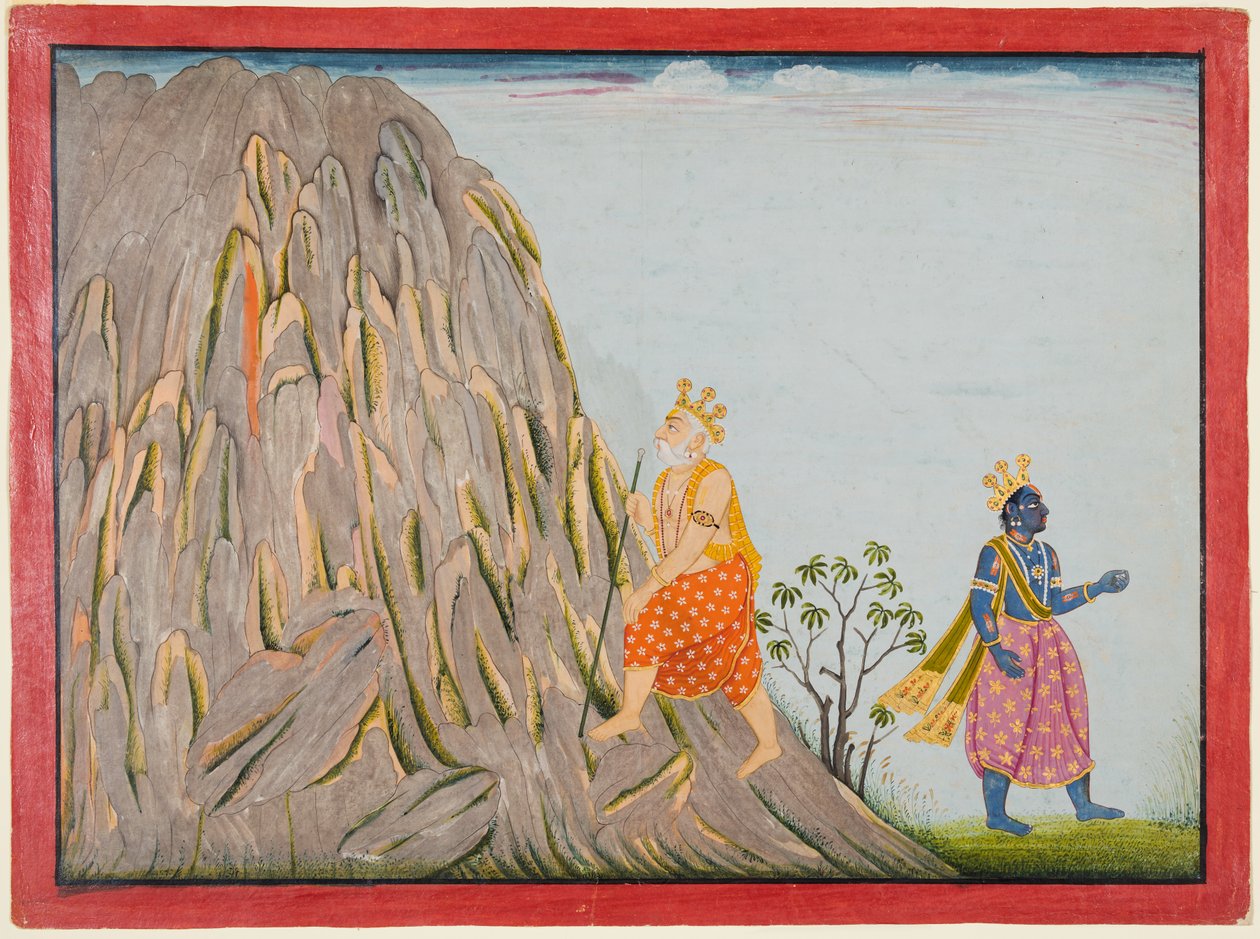 Kuningas Muchukunda astuu Gandhamadana-vuoren valtakuntaan saavuttaakseen pelastuksen "viidennestä Basohli Bhagavata Puranasta" tekijältä attributed to Fattu