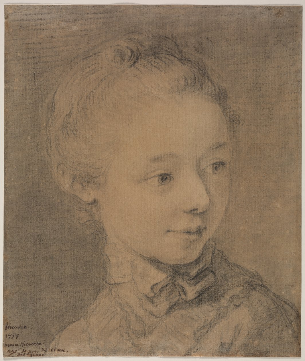Nuoren tytön pää, joka kääntyy oikealle tekijältä attributed to François Hubert Drouais