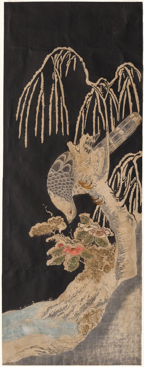Haukka pajulla tekijältä attributed to Isoda Koryūsai