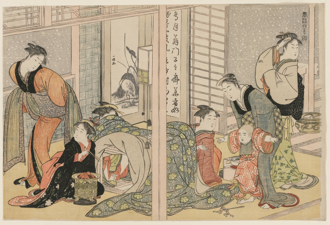 Neljän vuodenajan elegantit nautinnot tekijältä attributed to Kitagawa Utamaro