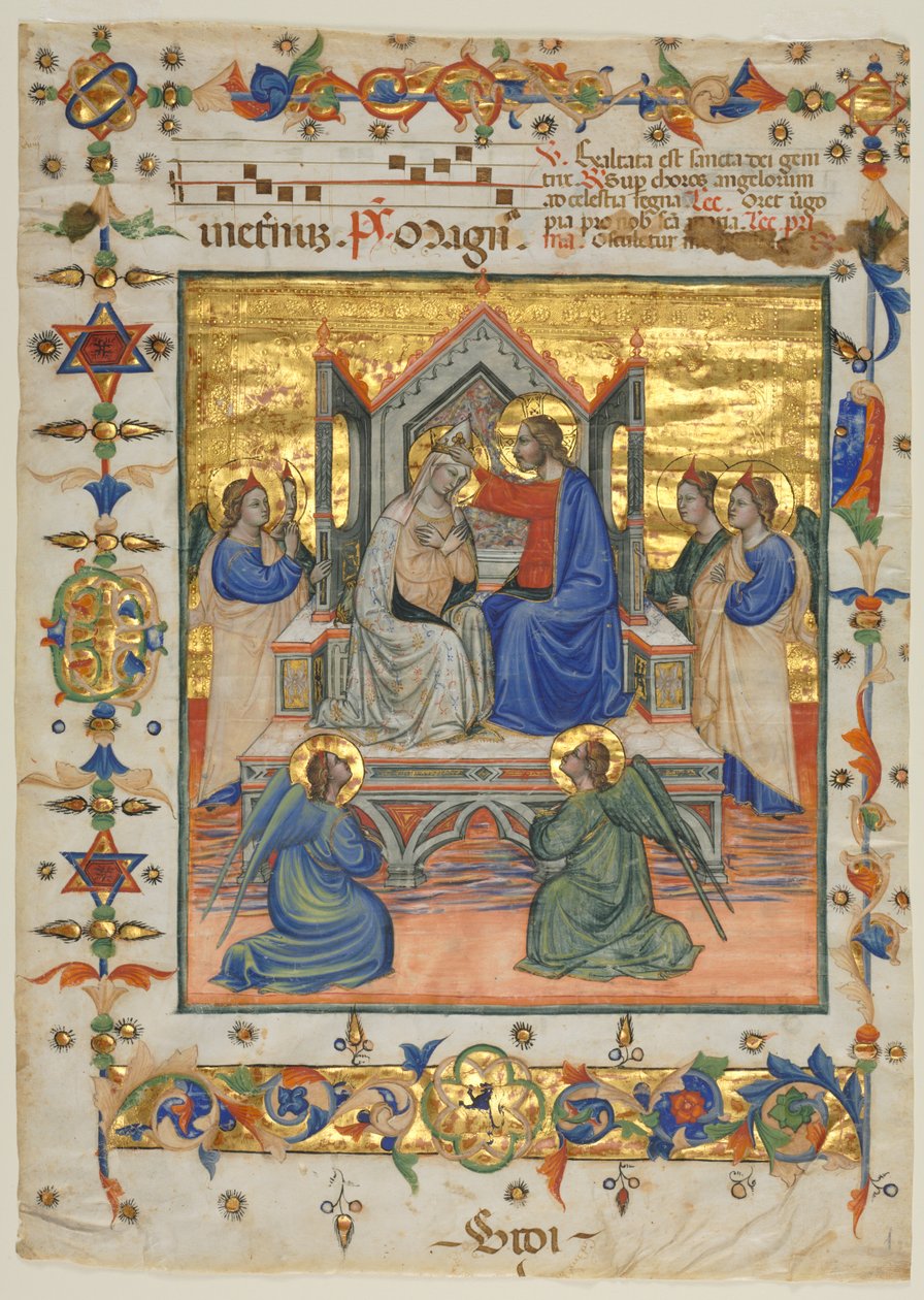 Antifonian lehti: Neitsyen kruunaus tekijältä attributed to Master of the Beffi Triptych