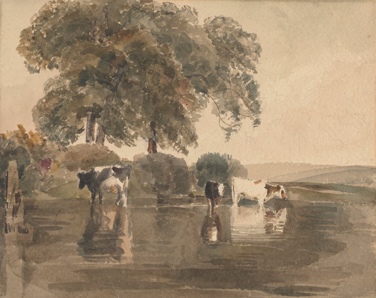Lehmät altaassa tekijältä attributed to Peter DeWint