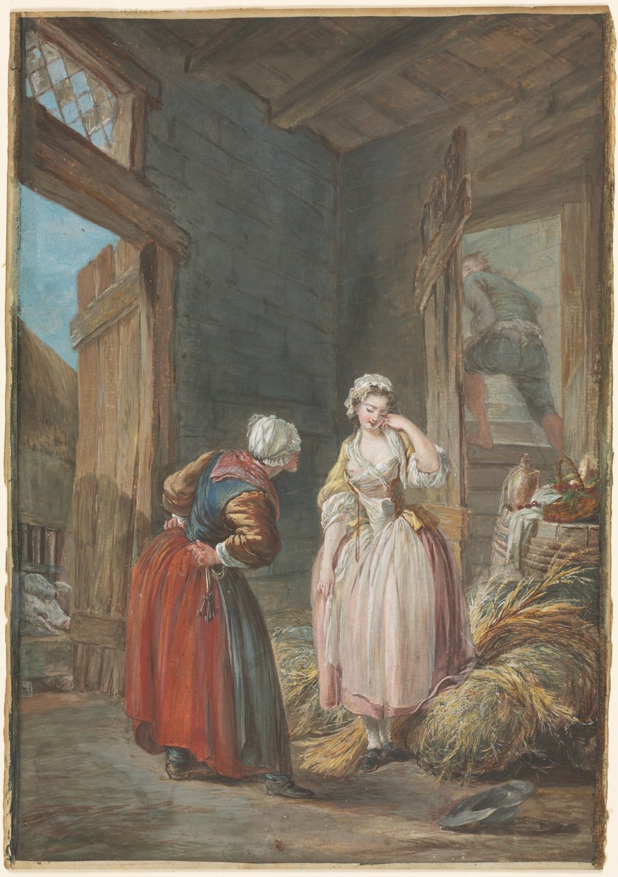 Yllätyt rakastajat tekijältä attributed to Pierre Antoine Baudouin