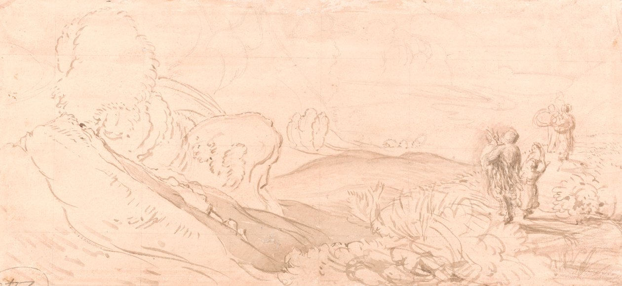 Maisema luonnos tekijältä attributed to Samuel Palmer