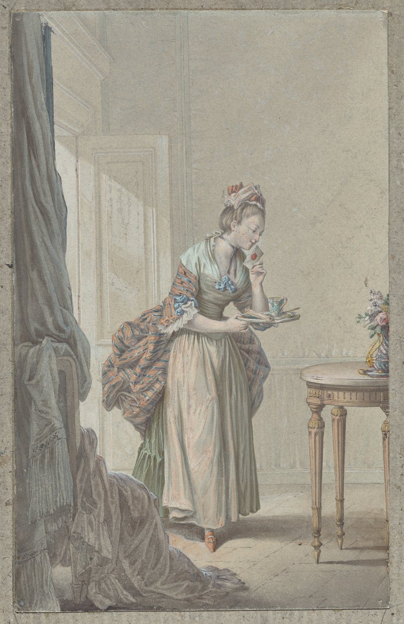 Nainen kirjeen kanssa tekijältä attributed to Sigmond Freudeberg
