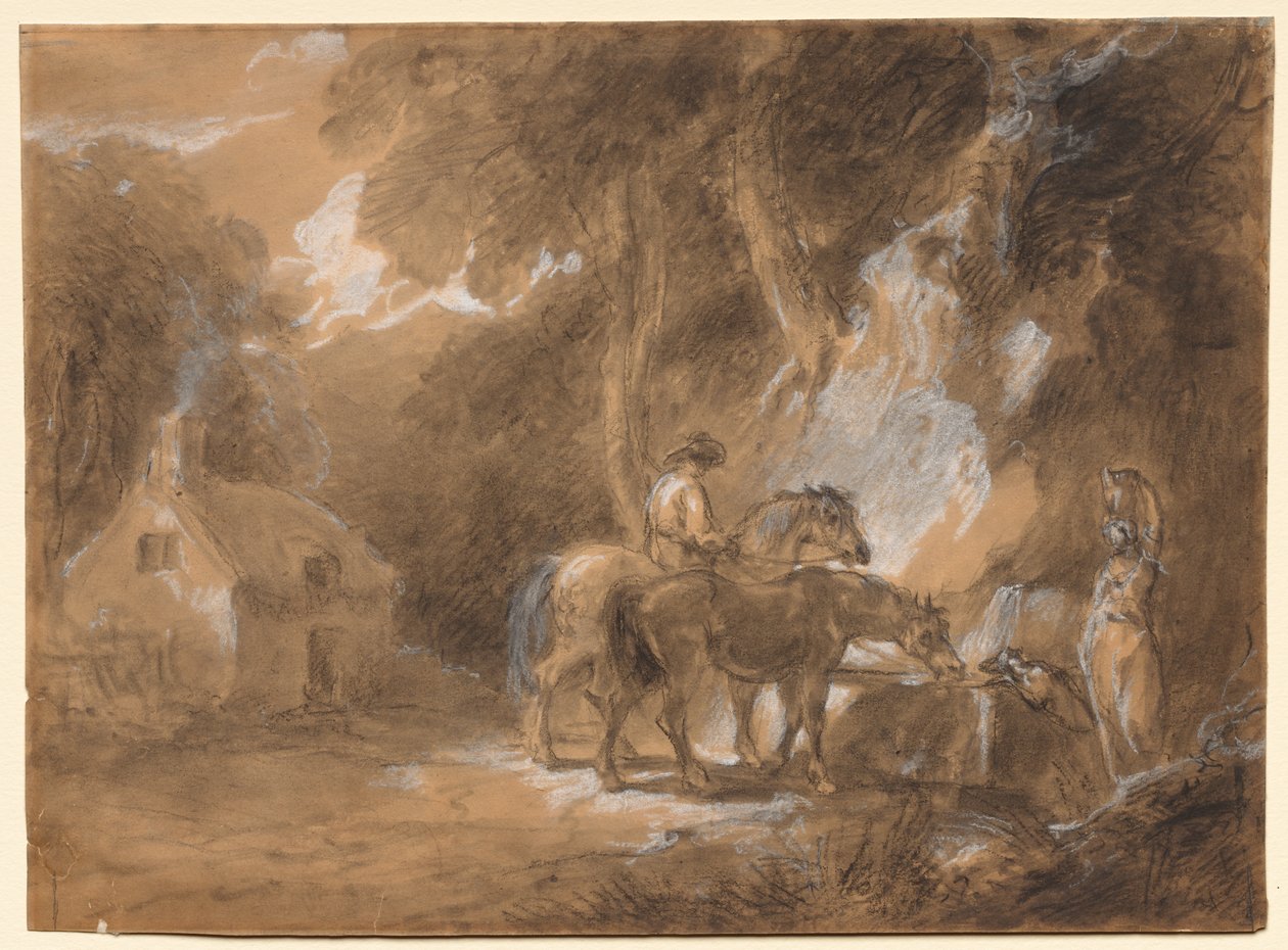 Pysähdys keväällä tekijältä attributed to Thomas Barker