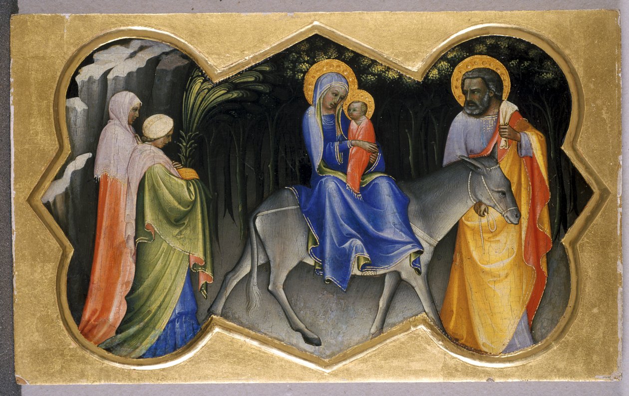 Lento Egyptiin, n. 1405 (tempera poppelilla) tekijältä c.1370 1425 Lorenzo Monaco
