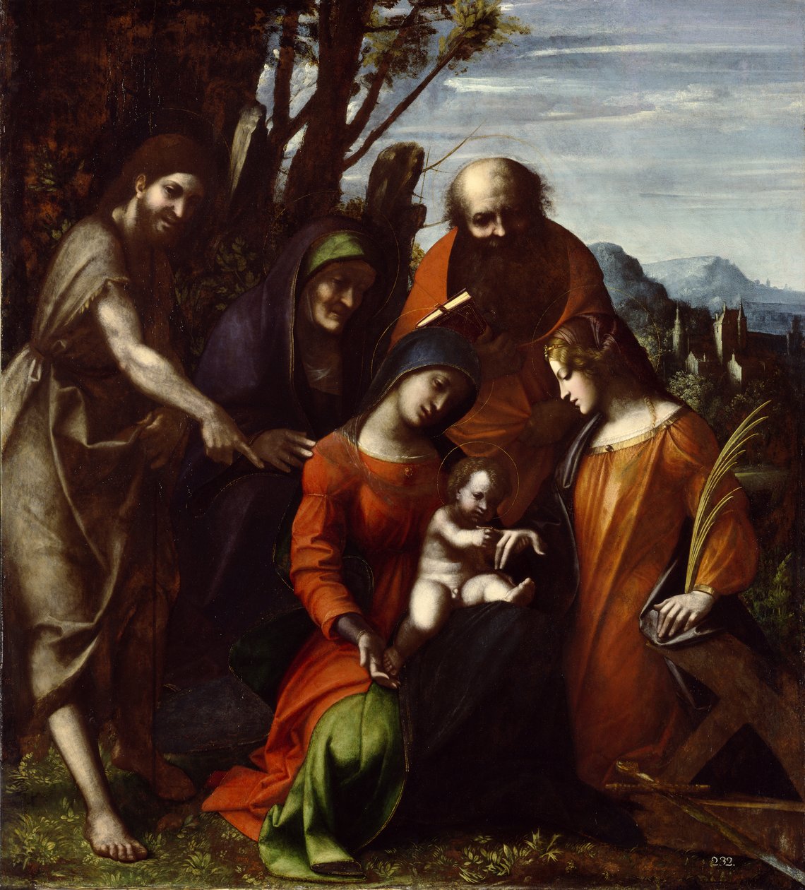 Pyhän Katariinan mystinen avioliitto, 1510-14 (maali puupaneelille) tekijältä Antonio da Correggio