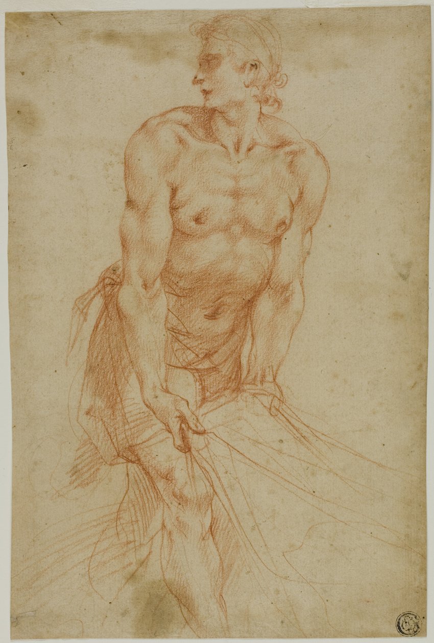 Mies vetää lakanaa: Certosa di San Martinon sakastissa, Napoli, 1596]. tekijältä called Cavaliere d