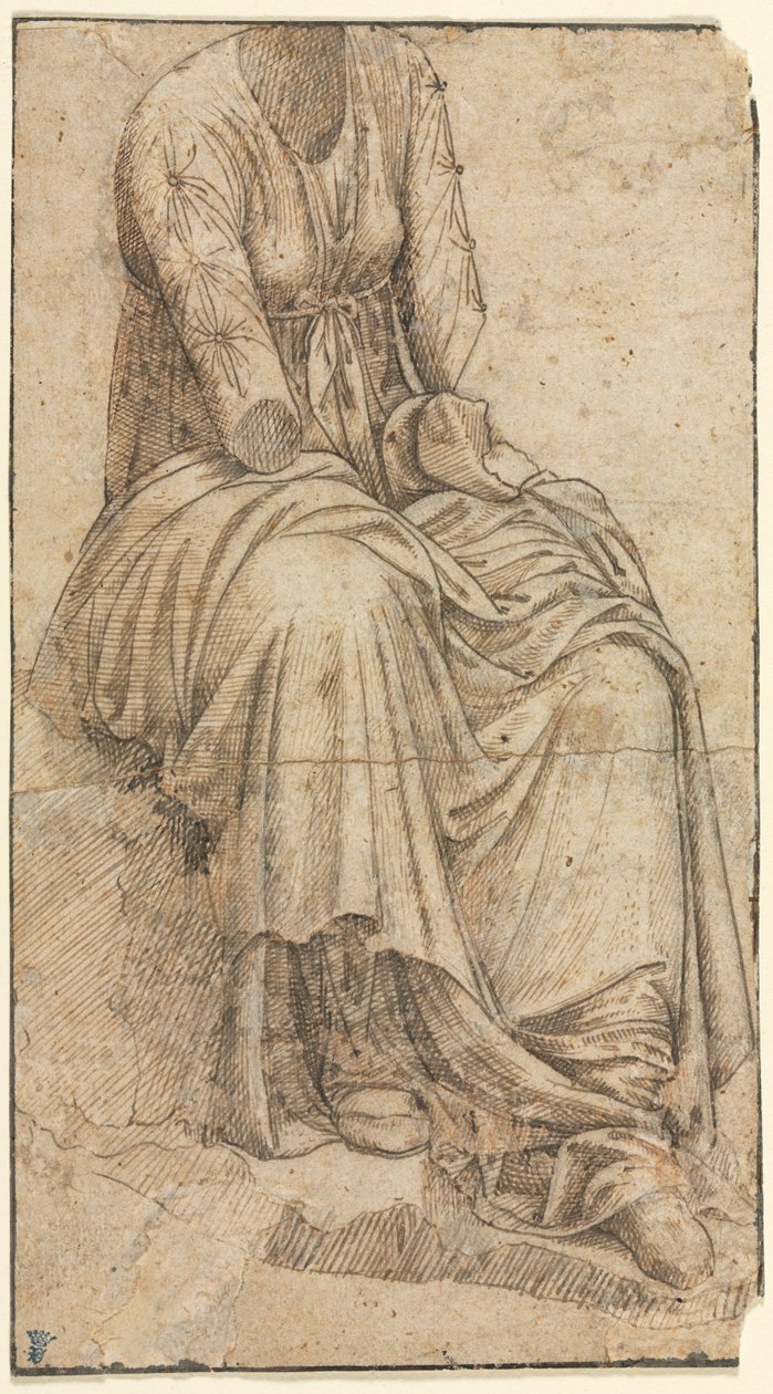 Kopio roomalaisesta istuvan naisen patsaasta tekijältä circle of Domenico Ghirlandaio
