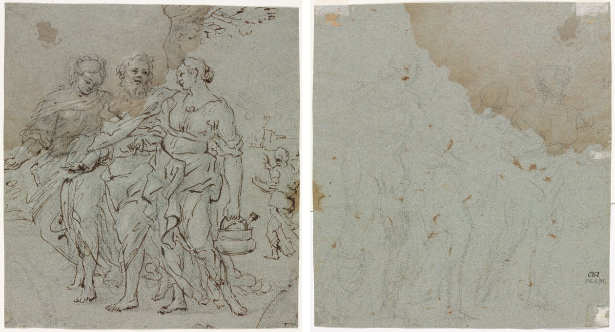 Loot ja hänen tyttärensä (recto) Luonnos Lootille ja hänen tyttäreilleen (käänteinen) tekijältä circle of Pietro da Cortona