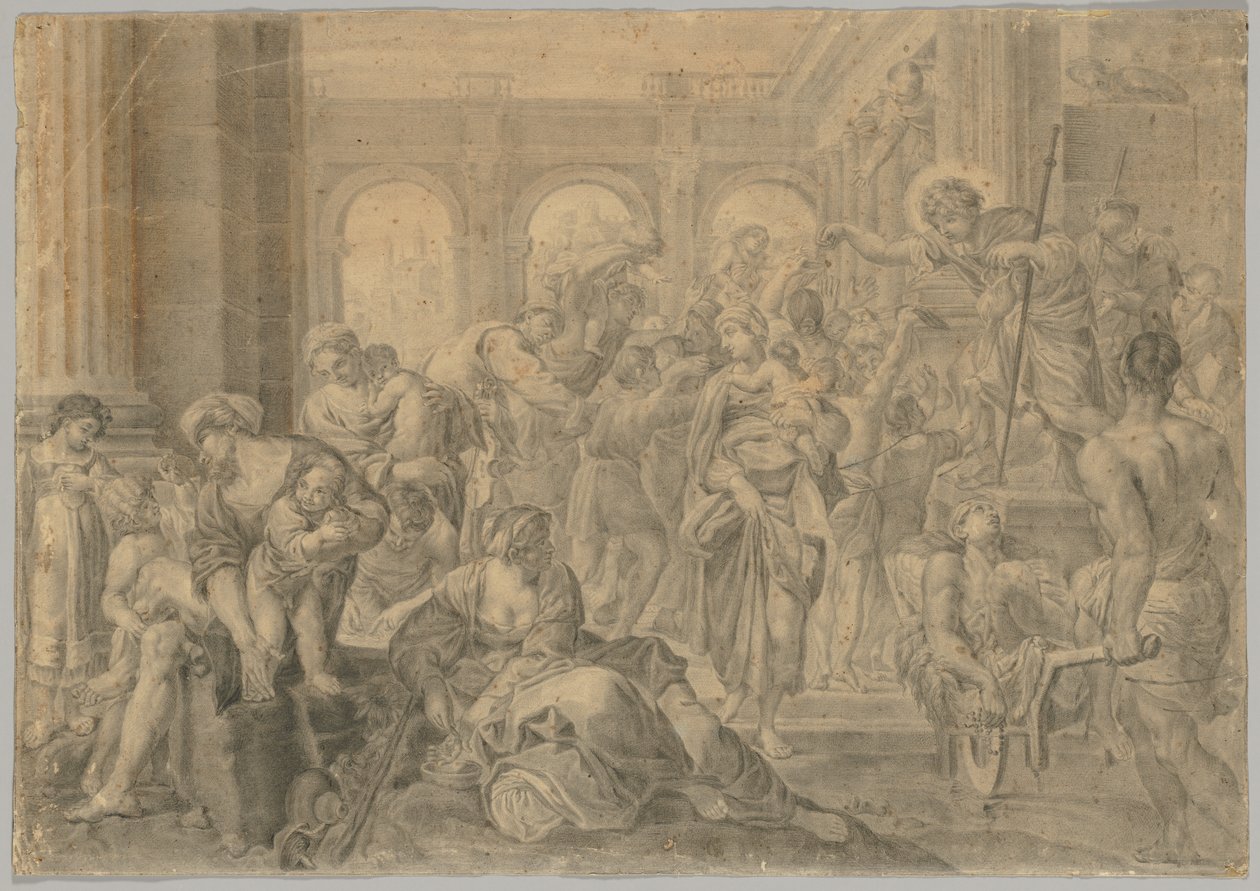 Kopio Annibale Carraccin St. Rochin almujen antamisesta tekijältä copy after Annibale Carracci