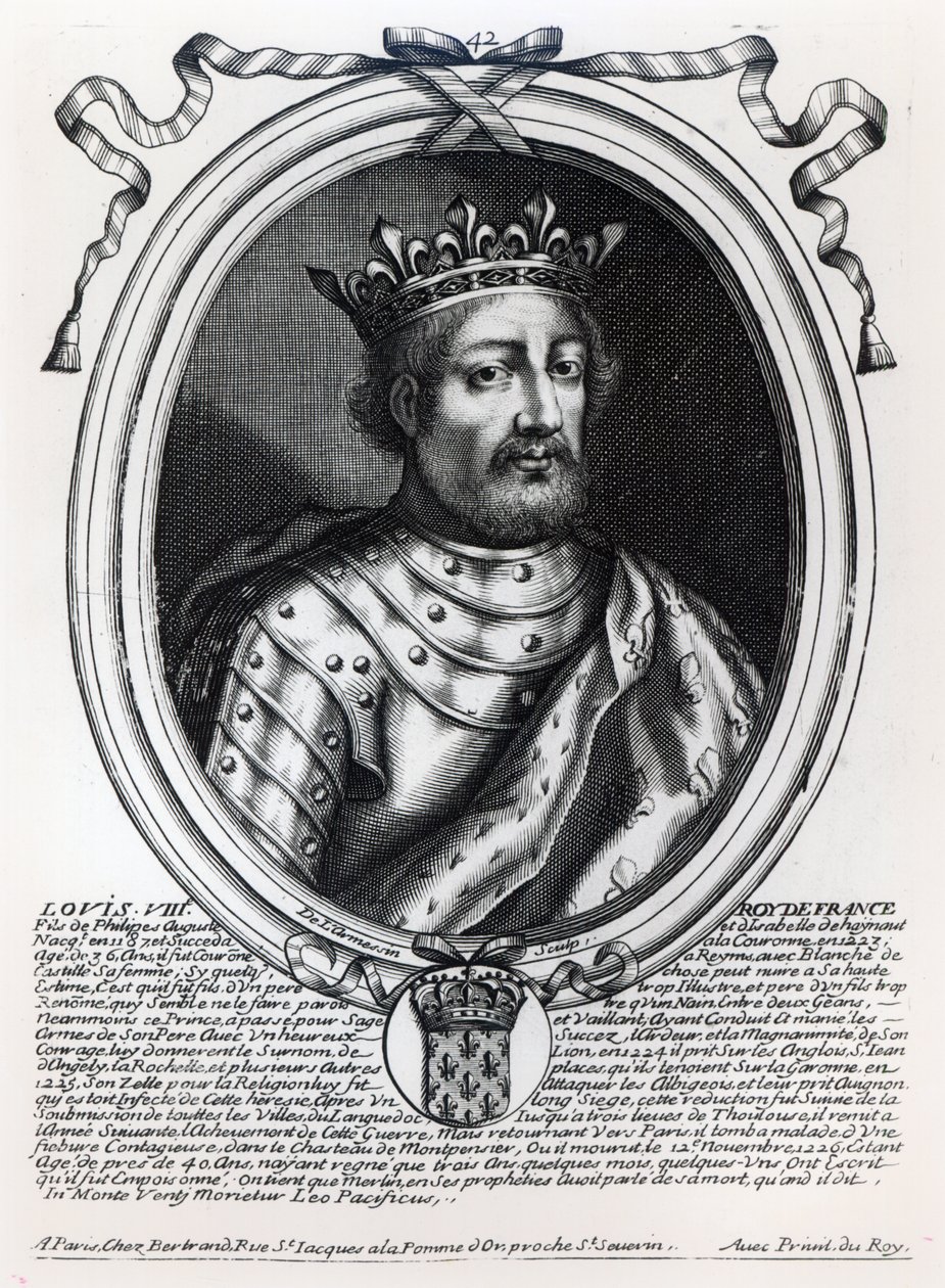Ludvig VIII (1187-1226) Ranskan kuningas, "Les Augustes Representations de tous les Rois de France from Pharamond to Louis XIV", Pariisi, 1679 tekijältä Nicolas II de Larmessin
