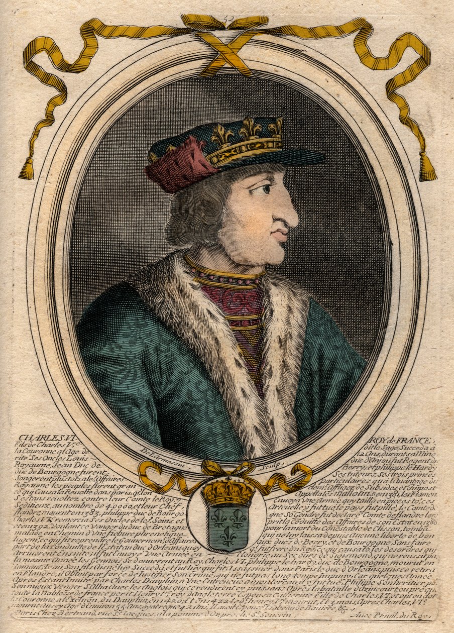 Kaarle VI:n (1368-1422), Ranskan kuninkaan muotokuva - KARLA VI (1368-1422) Ranskan kuningas tekijältä de Larmessin