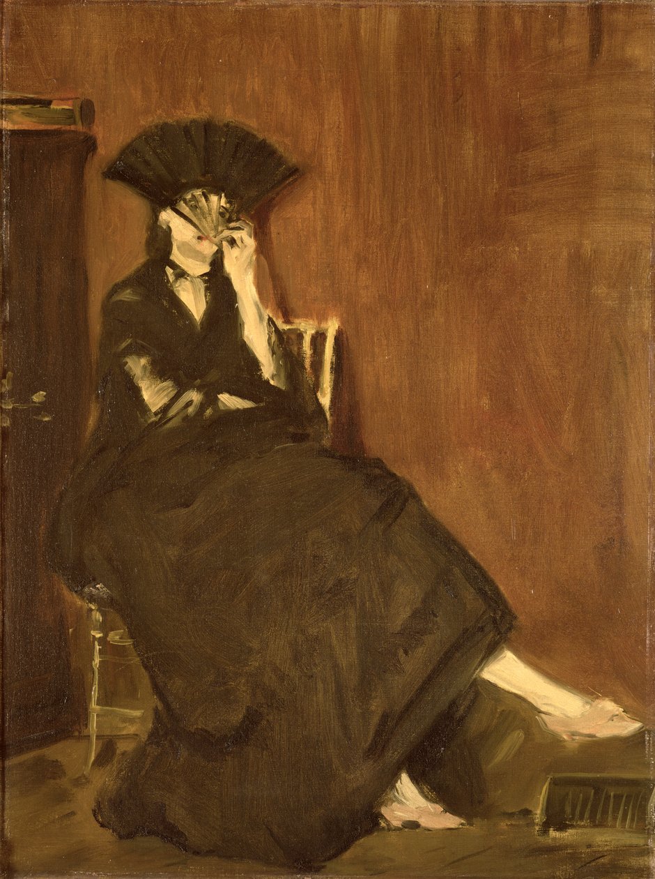 Berthe Morisot (1841-95) tuulettimen kanssa, 1872 tekijältä Édouard Manet