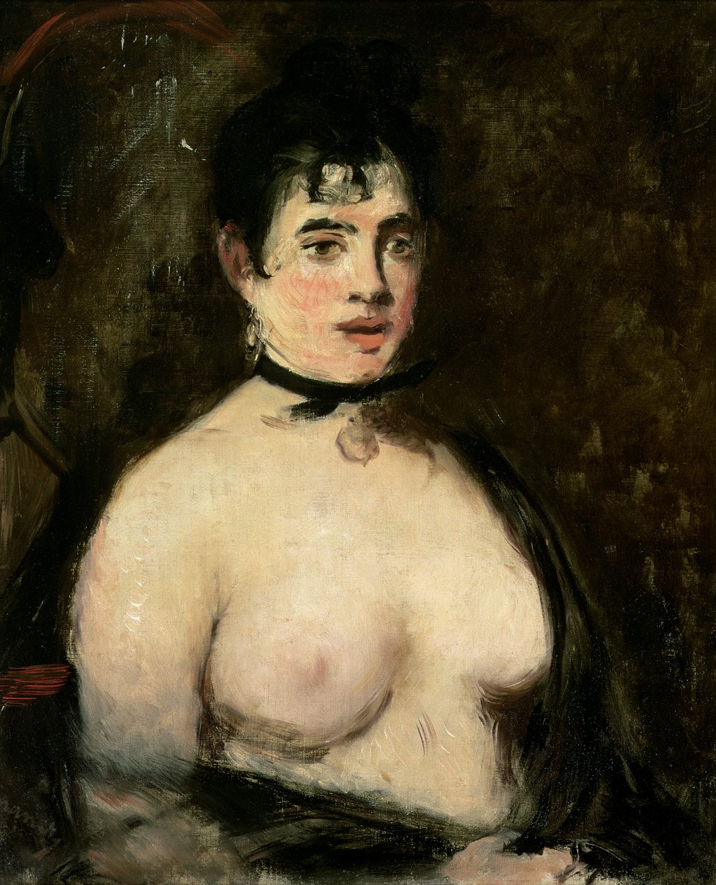 Ruskeaverikkö, jolla on paljaat rinnat tekijältä Édouard Manet