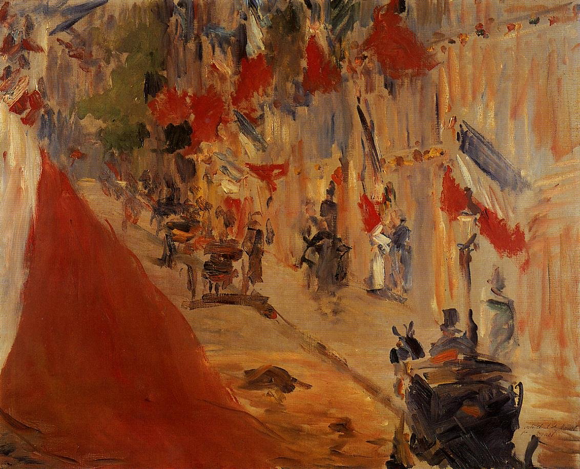Rue Mosnier lippuineen tekijältä Édouard Manet