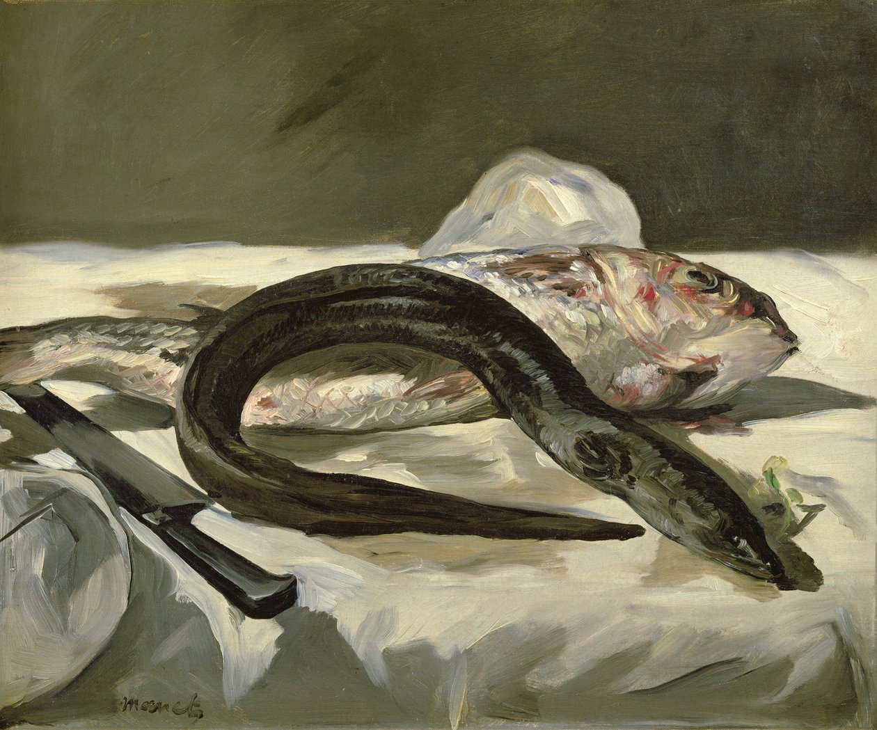 Ankerias ja punasimppu, 1864 tekijältä Édouard Manet