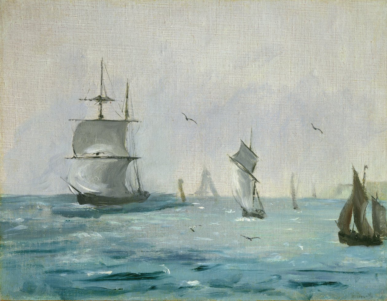 Kalastusvene saapuu, tuuli takana, 1864 tekijältä Édouard Manet