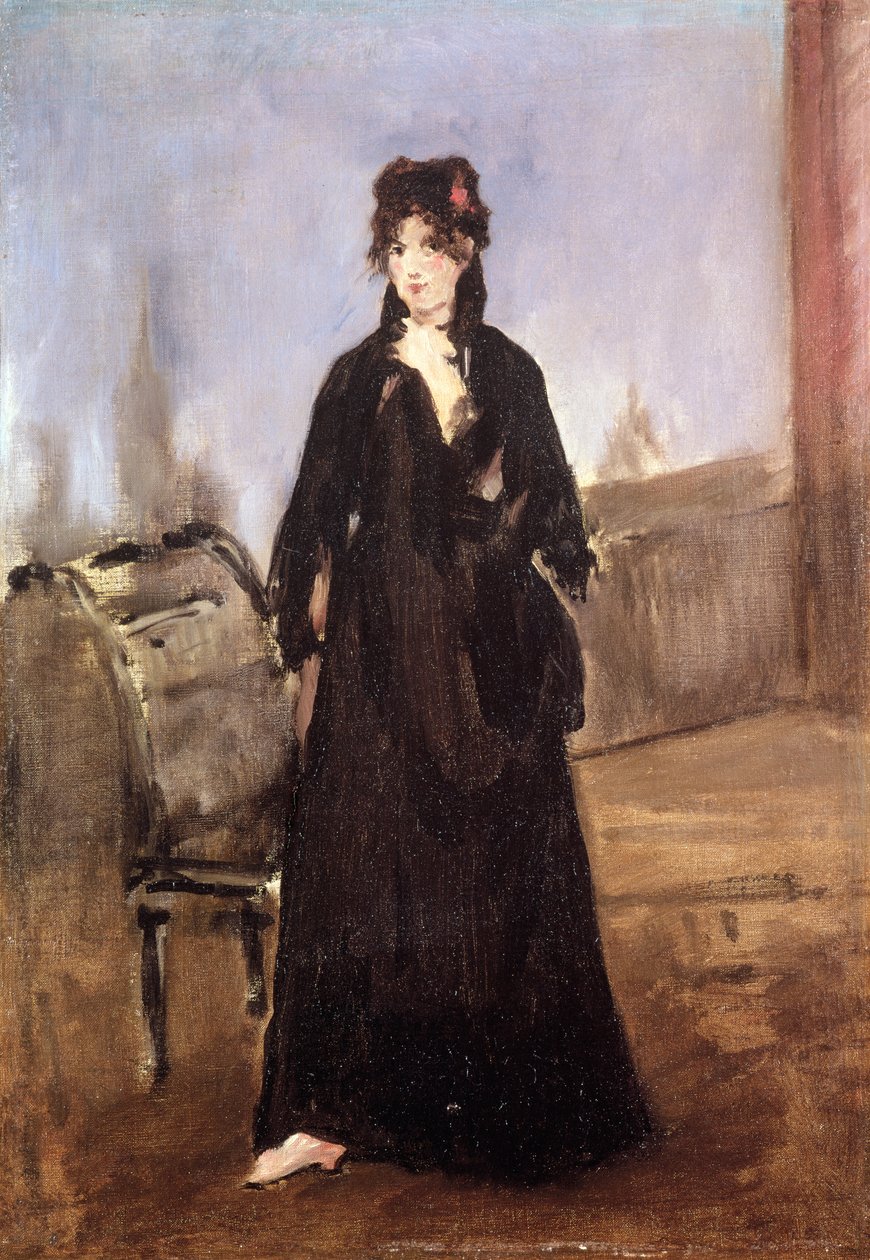 Muotokuva Berthe Morisotista (1841-95) vaaleanpunaisissa kengissä, 1872 tekijältä Édouard Manet