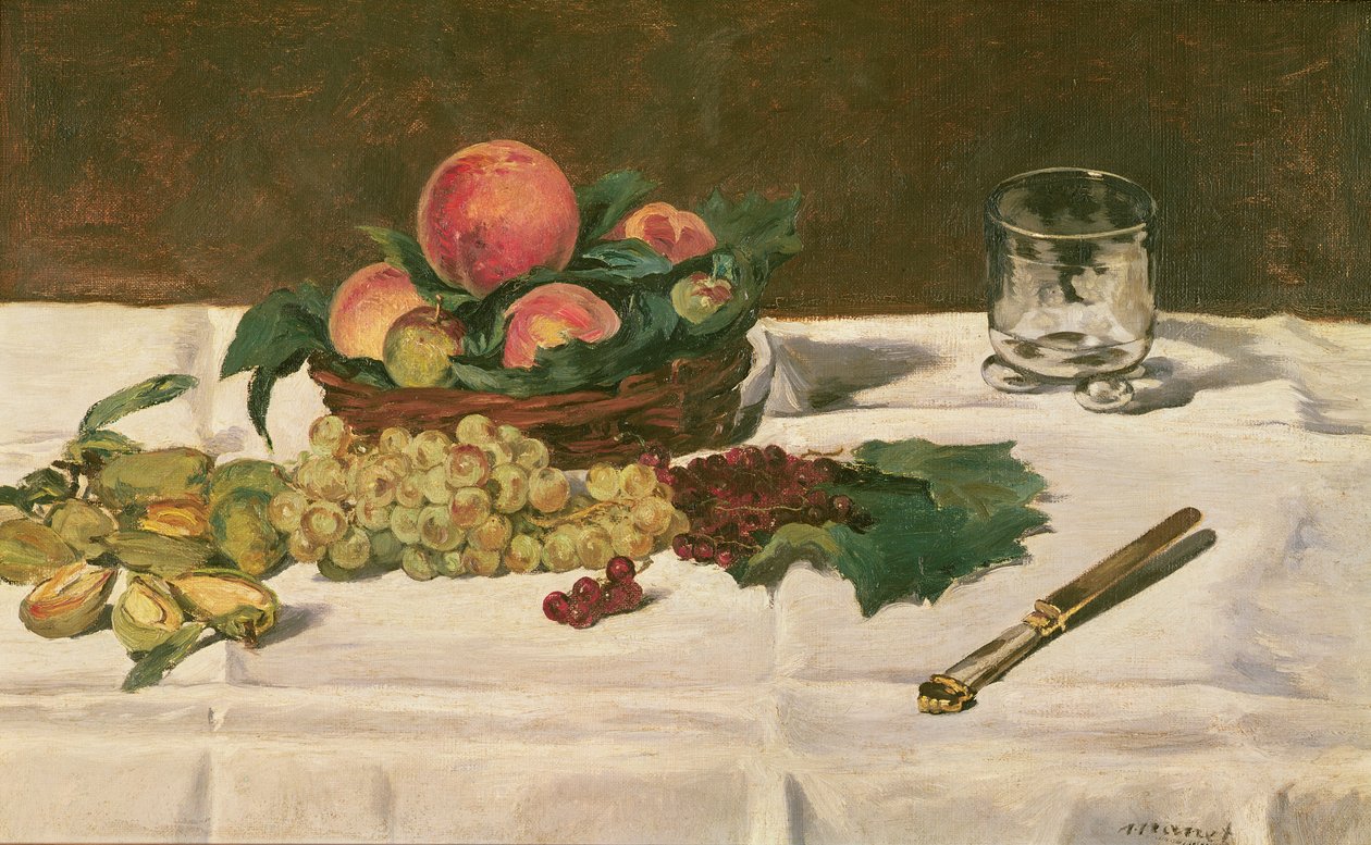 Asetelma: Hedelmiä pöydällä, 1864 tekijältä Édouard Manet